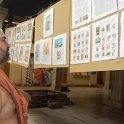 His Holiness viewing the exhibits keenly